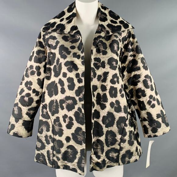 CAROLINE ROSE Size M Black Silver Polyester Blend Animal Print Jacket - Picture 1 of 8